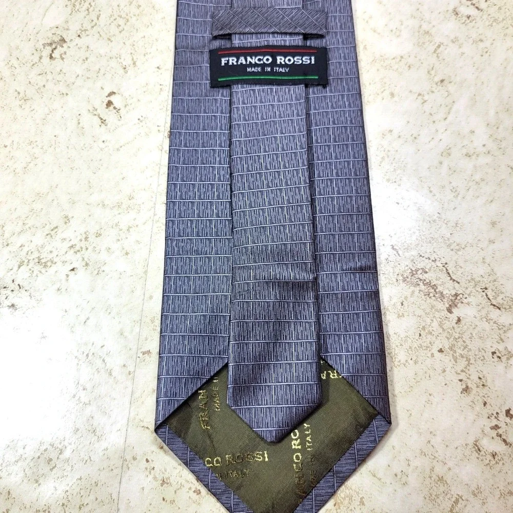 Franco Rossi  Italy Black White Abstract Textured Silk Pointed‎ Tie